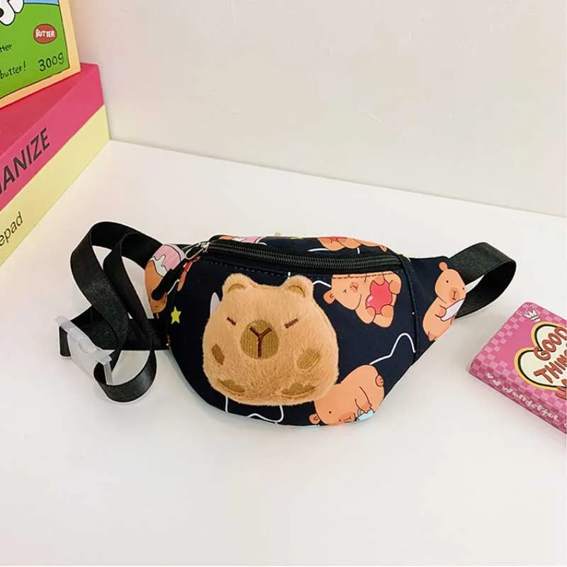 Sac de taille Capybara pour enfants, sac de poitrine de grande capacité avec poupée en peluche, sac à bandoulière unisexe pour filles et garçons, tendance 2025