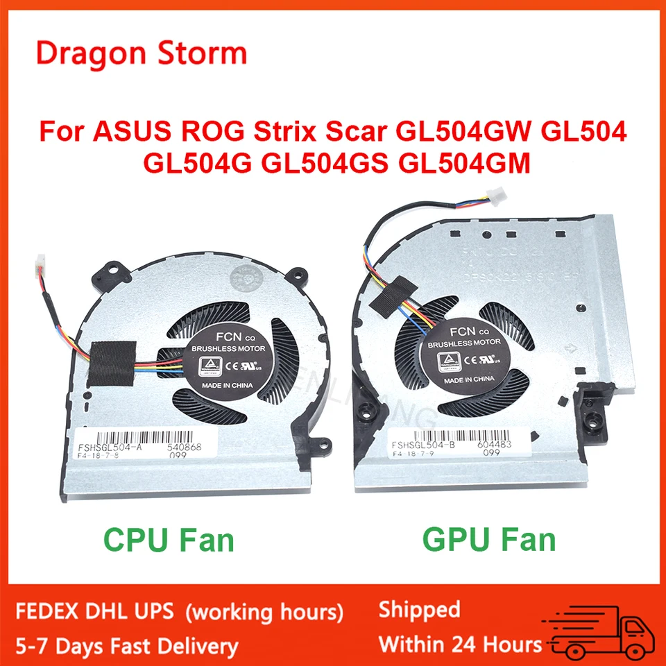 Ventola Di Raffreddamento CPU E GPU Per ASUS ROG Strix Scar GL504G, GL504GS, GL504GM - Nuova E Testata