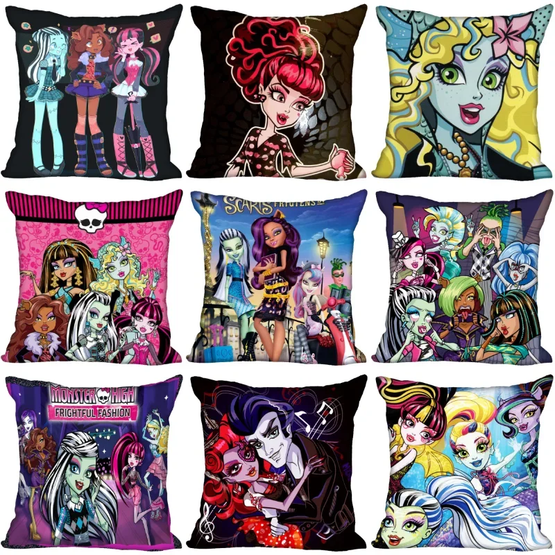 New Arrival Monster High Pillow Case High Quality Satin Fabric Pillowcase Decorative Pillow Cover Wedding Decorative