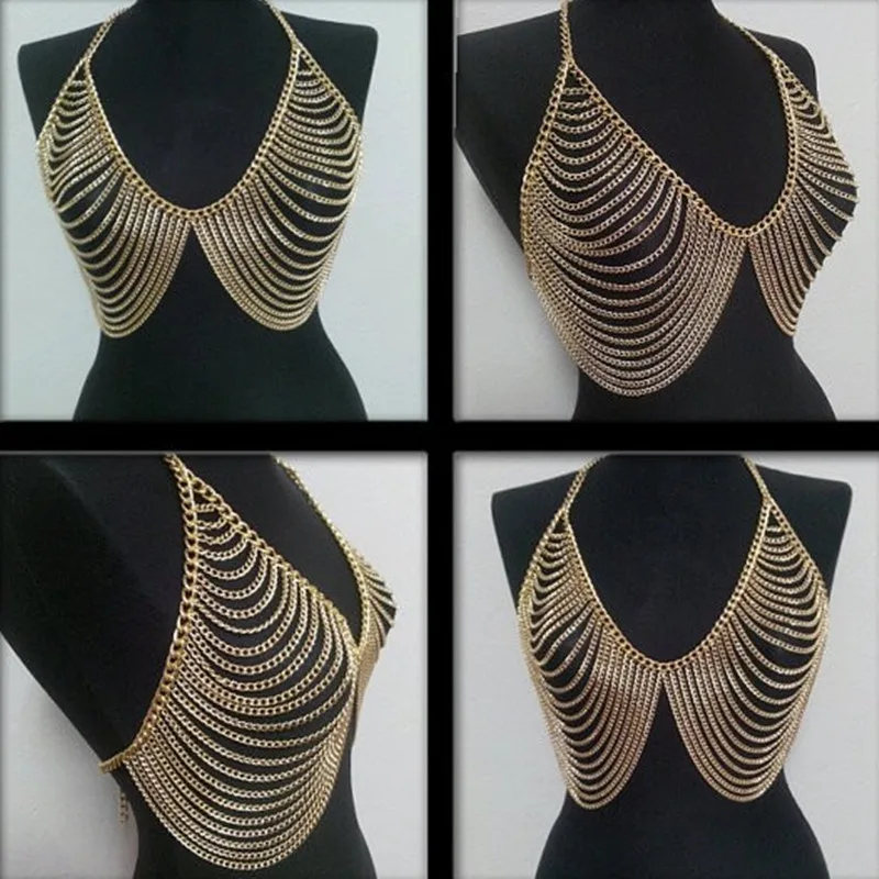 

B00195 Модный женский Эффектный бюстгальтер цепи металлическая цепочка для тела ювелирные изделия жгуты эффектные ювелирные изделия Аксессуары для одежды