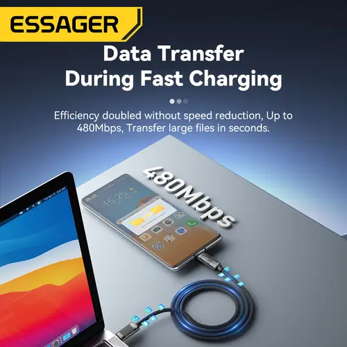 Essager 5A USB C TO Type C Display Cable 100W Fast Charging Data Cord For iPhone15 Realme Huawei Honor Xiaomi  Poco Charger Wire - Image 6