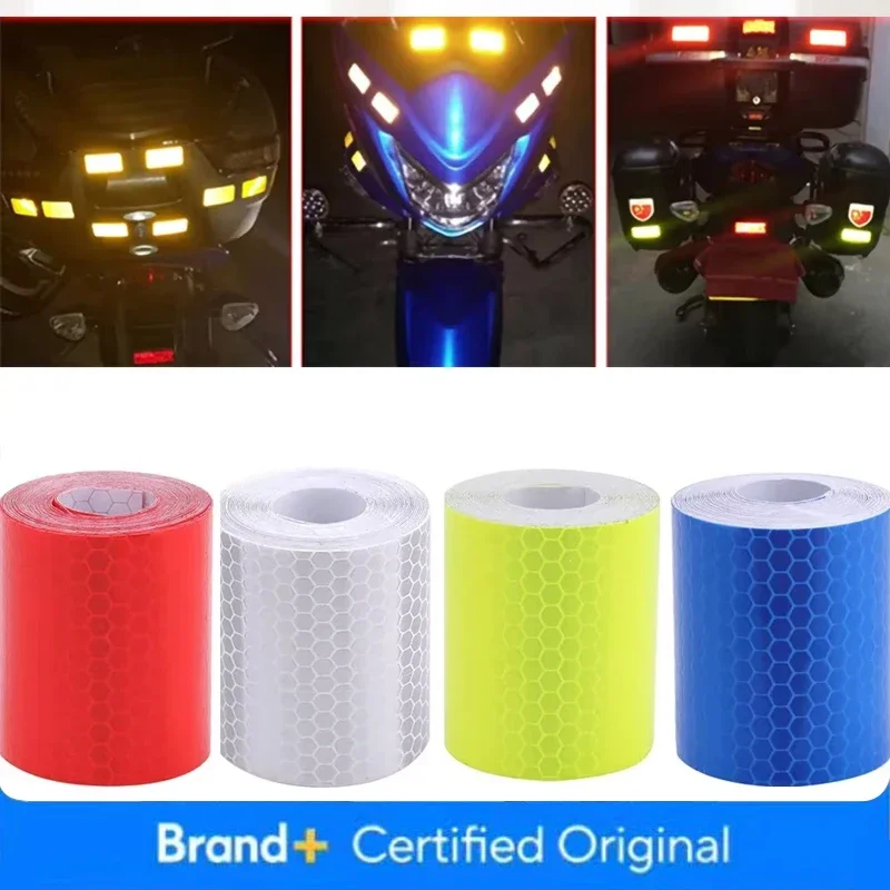 Car Sticker Safety Warning Tape High Visibility Self Adhesive Waterproof White Red Yellow Blue Bike Reflective Sticker Accesorry