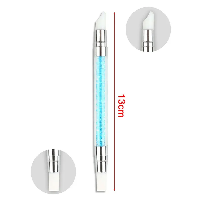 1PC Rhinestone Dual-ended Quartz Cuticle Pusher Remover Pen Handle Silicone Engraving Press Scrape Tool Manicure Nail Art Tool nail care kit manicure tools manicure pedicure kit manicure set nail art pusher nail manicure tools manicure pedicure tools pedicure tools