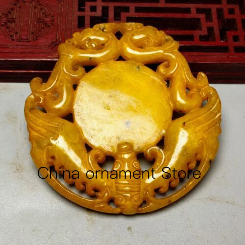 Artigianato: Bat Fragrante Dragon Jade Double Jade Mirror High Antique Jade Decoration