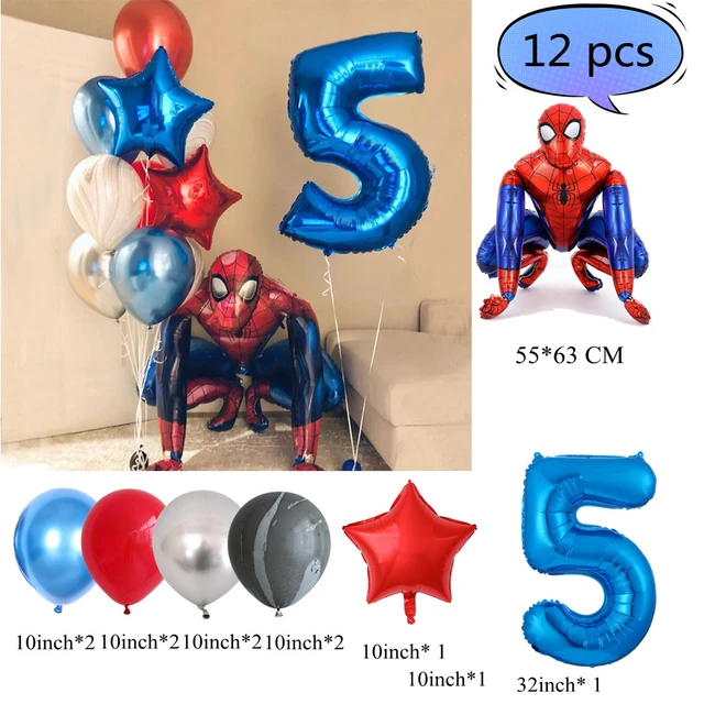 1 Ensemble De Ballons Super Héros Spider Man 3d, Nouveau, Bleu, En