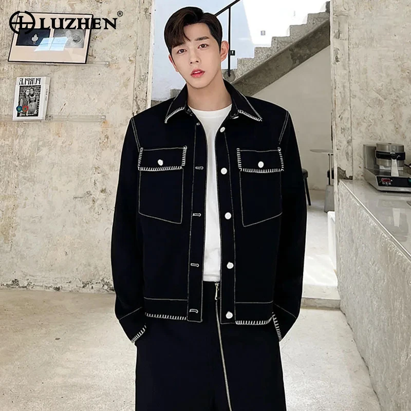 

LUZHEN Korean Chic Tendy Casual Jackets Street Men's Contrast Color Spliced Niche Design Outwear 2024 Spring New Clothes D8e26f