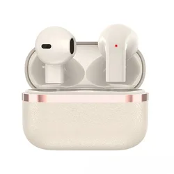 Luxury Leather Wireless In - Ear Earphones - Slim, Stylish, and Portable with Long Battery Life & Integrated Mic (Skin)