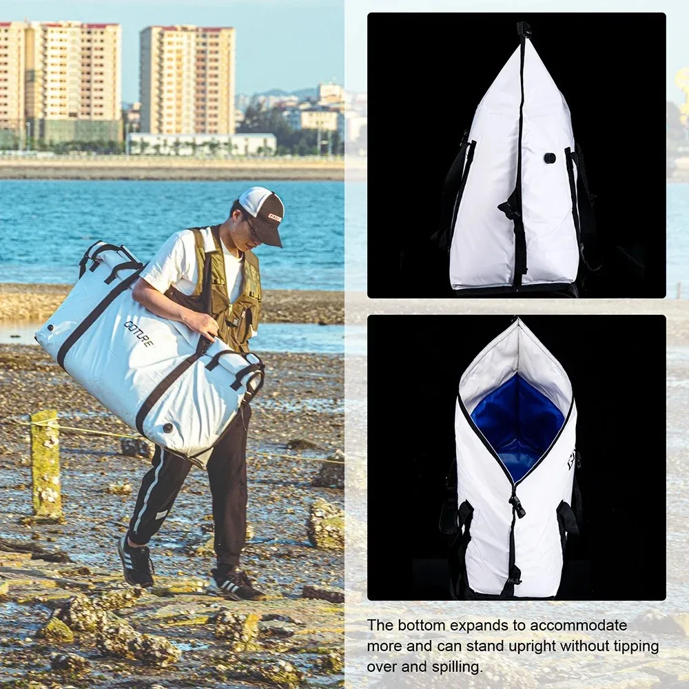 Glacière de pêche Goture grande capacité - Sac isotherme imperméable pour sorties pêche en mer et extérieur