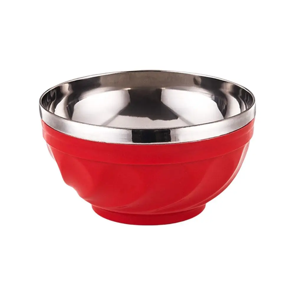 Description Picture 2 of itemCandy Color Double-layer Stainless Steel Bowl Creative Noodle Soup Children Dinnerware Heat Insulation Rice
