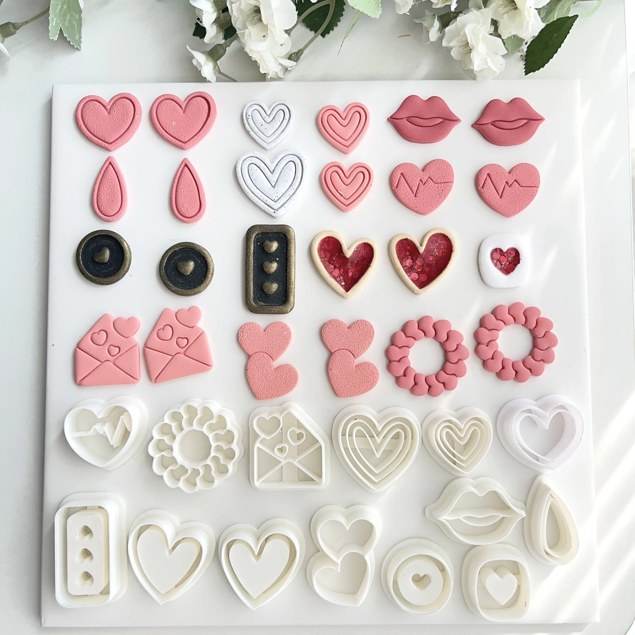 Valentines Day Cutter bordered heart Soft Pottery Earrings Jewelry cutters Valentine's Sweet Series Heart Shape cutters polymer clay cutter