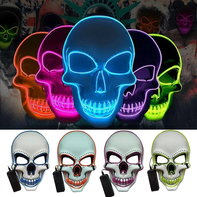 3 pièces/ensemble masque lumineux LED et gants squelette ensemble