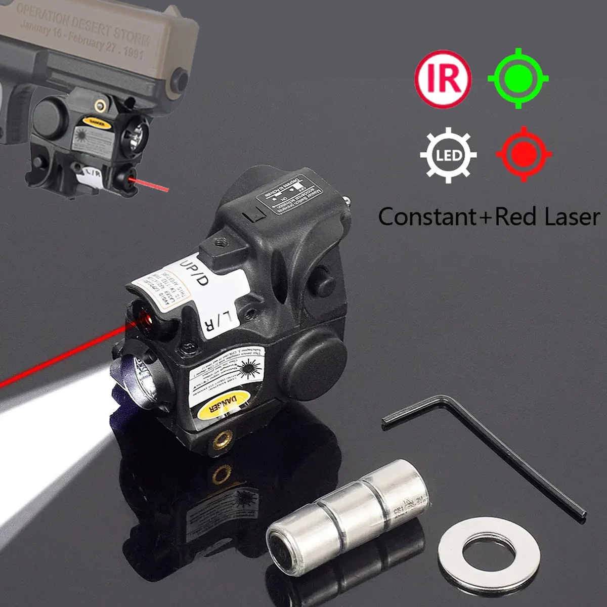 

Mini Green Red IR Laser Flashlight With Battery Pistola Defensa Personal Tactical Gun Fit Taurus G2C TH9 9mm TS9 Glock 17 19