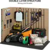Large Outdoor Horizontal Storage Shed, 47 cu ft Resin Tool Shed w/o Shelf, Outdoor Waterproof Storage with Floor for Trash Cans 6