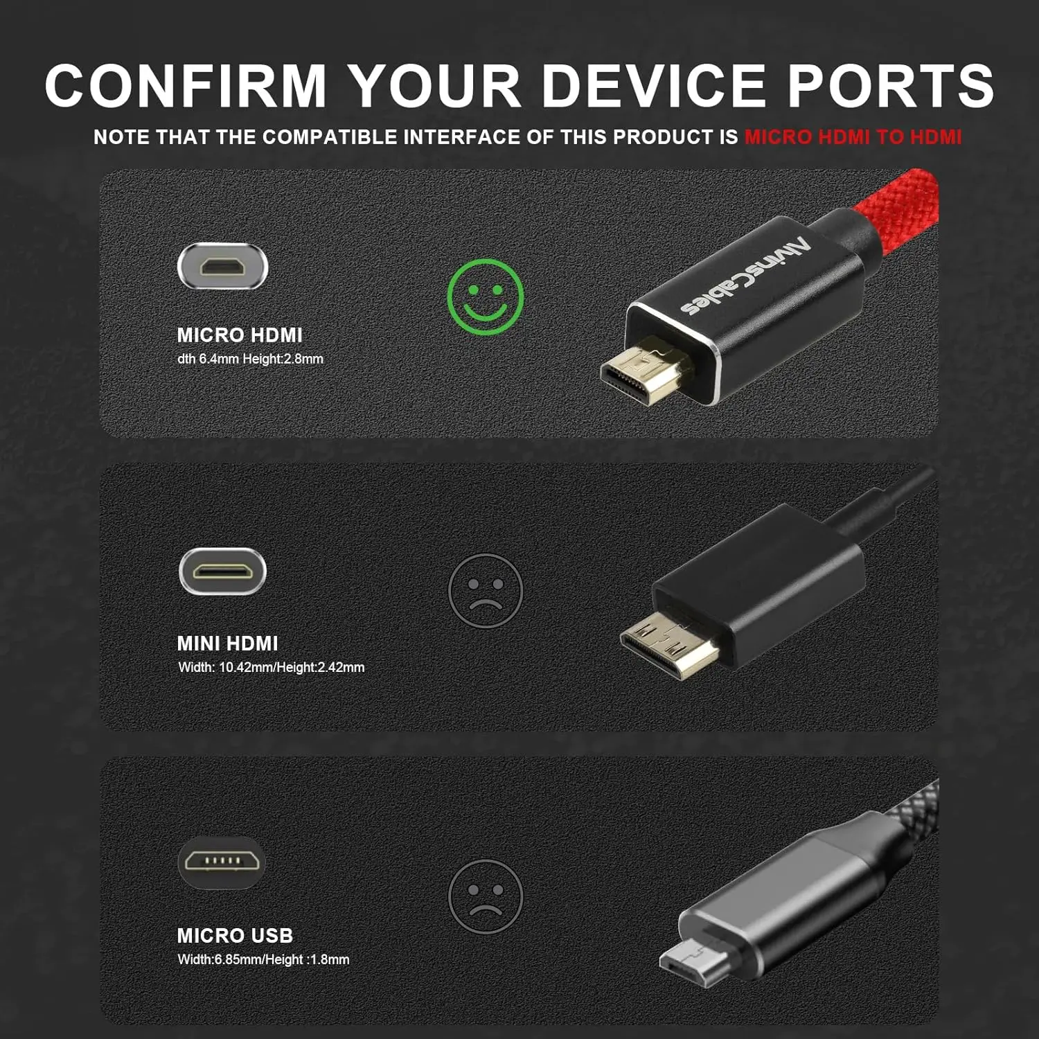8K 2.1 마이크로 HDMI - 풀 HDMI 브레이디드 D to A 코일 케이블 (아토모스-닌자-V, 캐논-R5C, R5, R6, A7RIII, A7II, 후지필름용)(30-71cm)