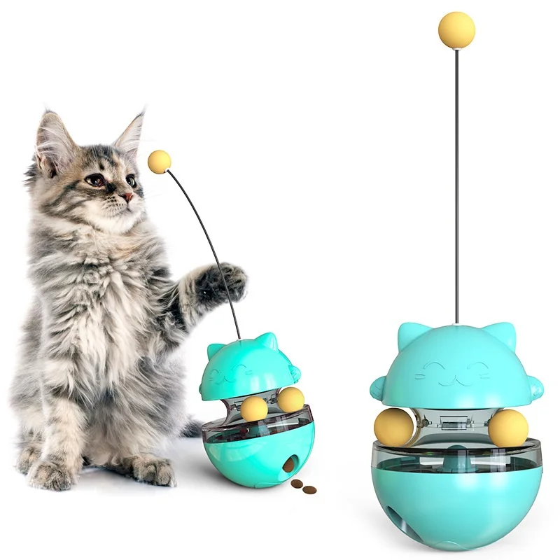 

Lucky Cat Shaped Tease Cat Ball Cat Toy Tumbler Cat Tease Cat Stick Leak Slow Food Puzzle Training Tool Cat Accessories