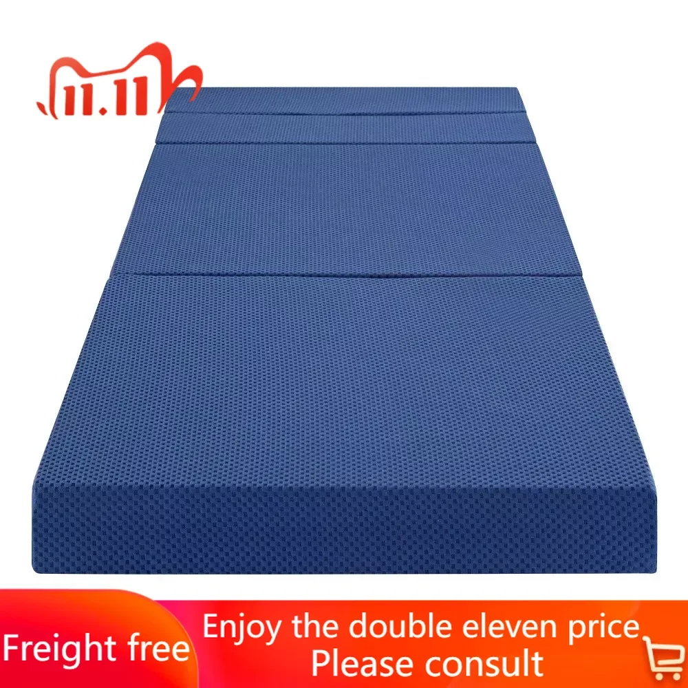 

Folding Bed 4'' Adult Tri-Fold Memory Foam Mattress, Blue, Twin XL