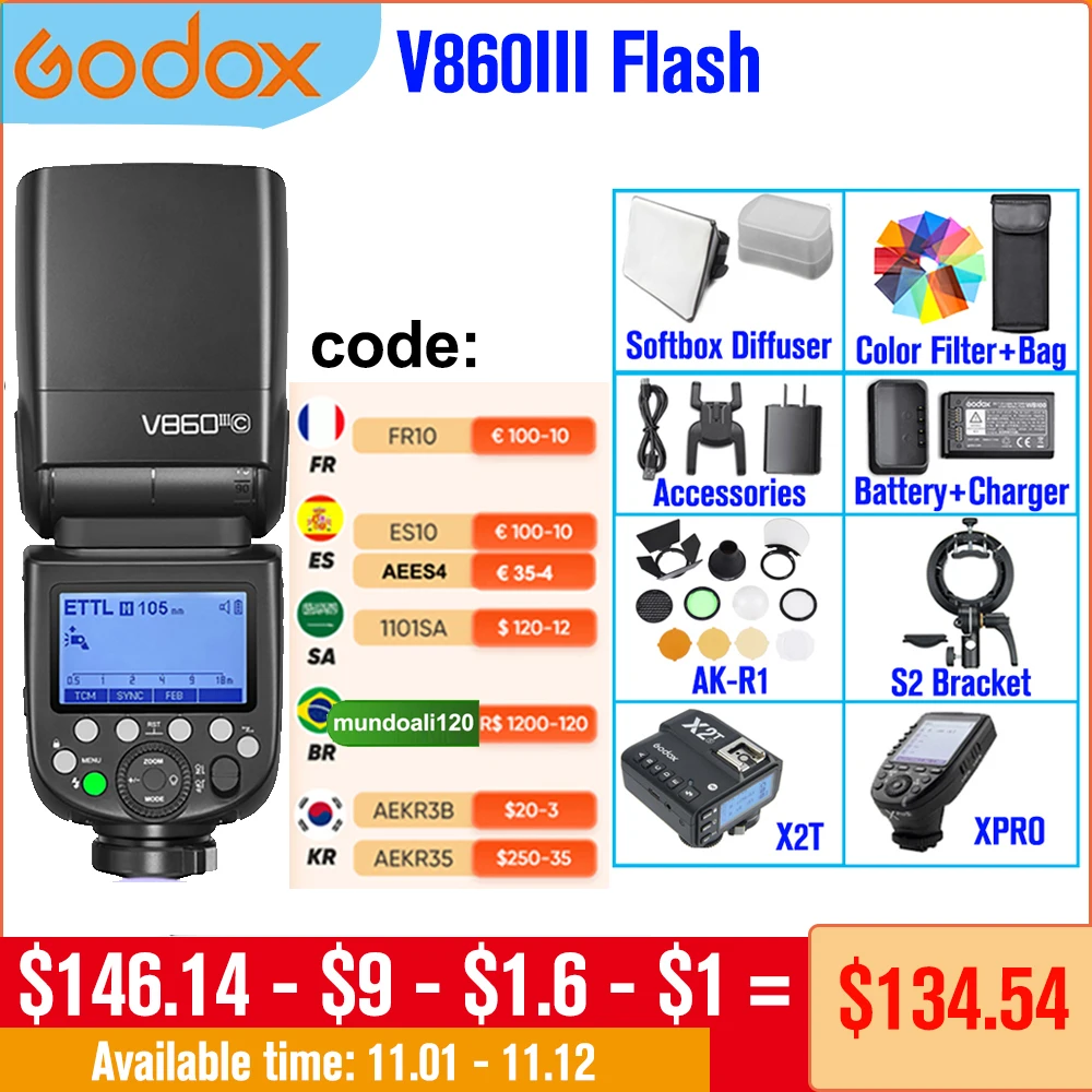 Godox V860iii V860 Iii Ttl Ii Hss Speedlite Flash Para Canon Sony Nikon