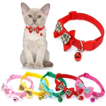 Adjustable Cat Collar Cute Bow Tie With Bell Pendant