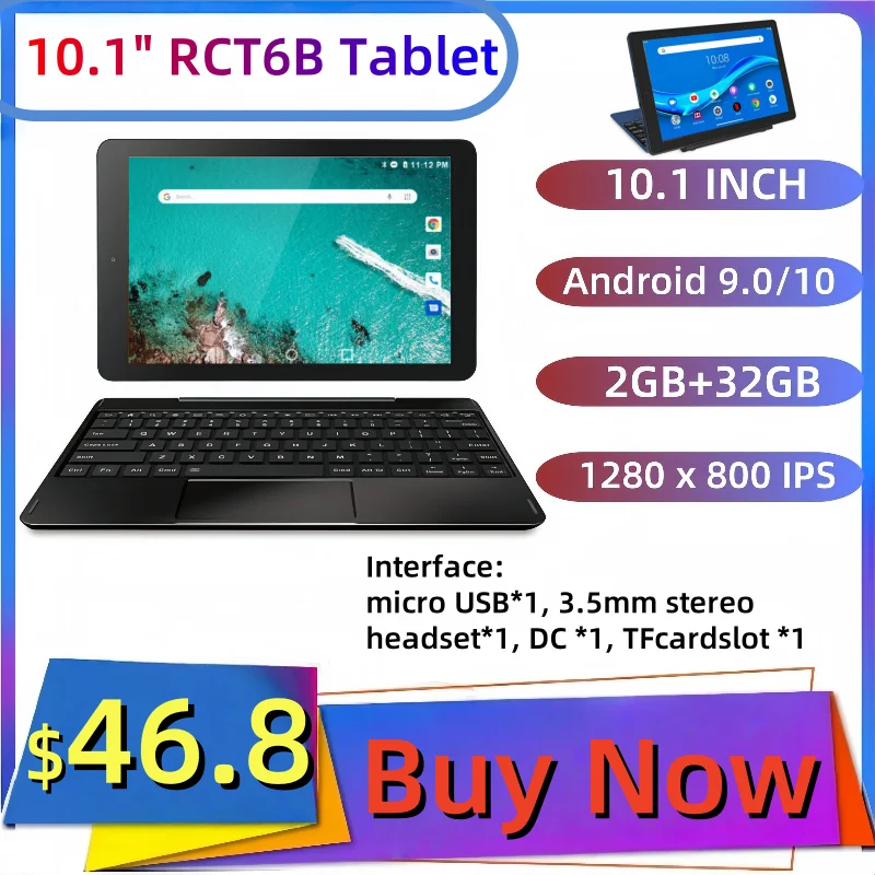 オリジナル2in1タブレット 10.1インチ Android 9.0/10 クアッドコア