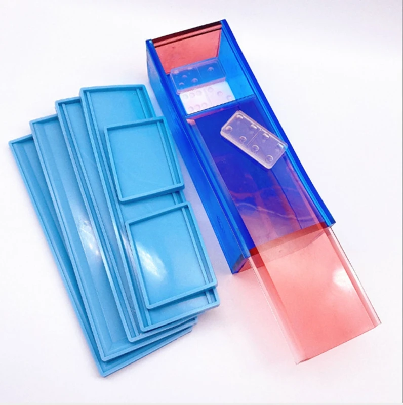 

1 Set Dominoes Storage Box Epoxy Resin Mold Dot Dominoes Crafts Silicone Mould N2UE