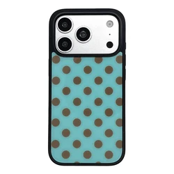 Chic Green Polka Dot Hard Phone Case - Stylish Protective Back Cover - iPhone 15 (Only Case)