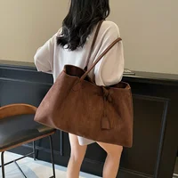 Elegant Shoulder Bag Pouch Suede Shoulder Bag Korean Style Storage Suede Handbag Suede Bucket Bag All-match Underarm Tote Bag