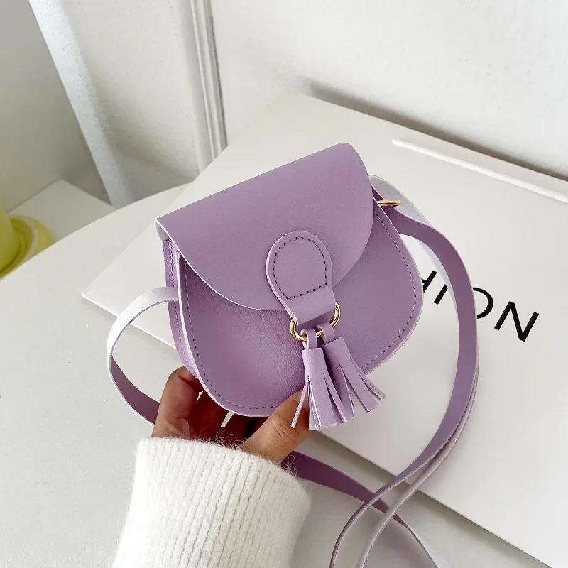Kids PU Leather Shoulder Bag -Cute Princess Crossbody Purse for Girls, Baby Tassel Handbag, Small Coin Pouch & Fashion 크로스백