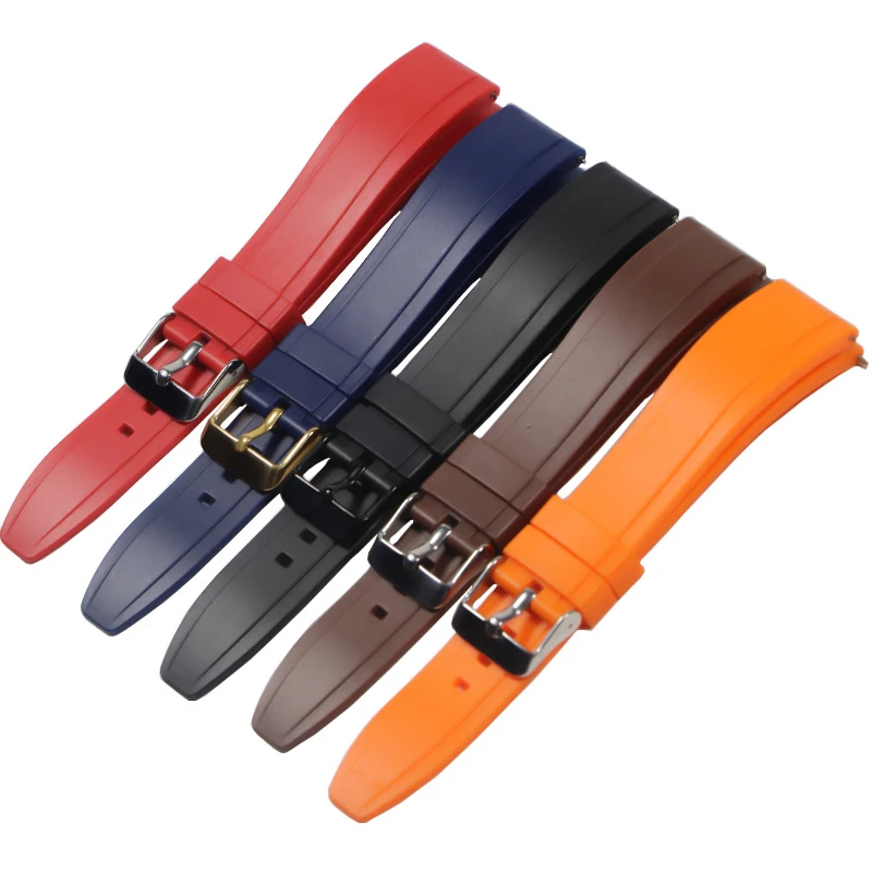 QualityFluoroRubberWatchStrap20mm22mm24mmSportWatchbandBlack