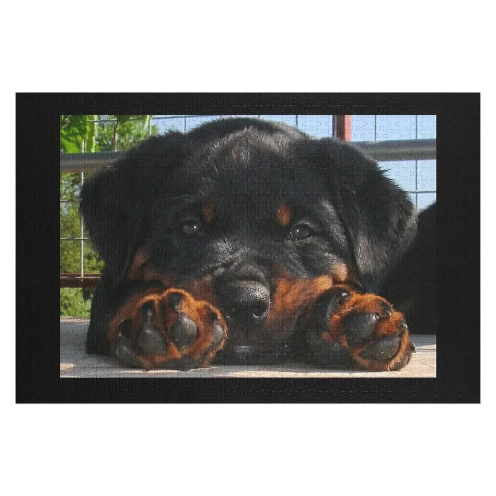 Cute Rottweiler Puppy Resting Head Between Paws Jigsaw Puzzle Customizeds For Kids Anime Woodens For Adults Puzzle