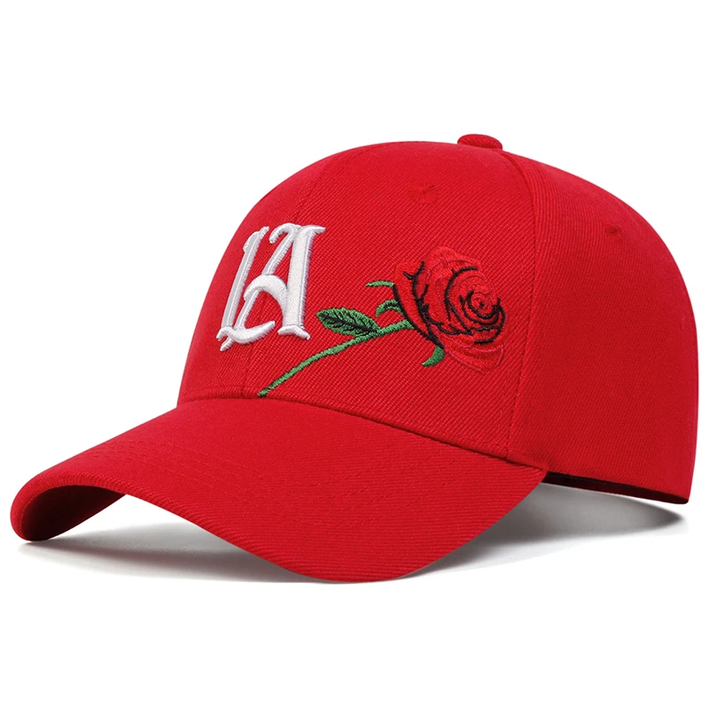 Unisex-Baseballmützen mit LA-Rose-Stickerei, für Frühling und Herbst, für den Außenbereich, verstellbare Freizeithüte, Sonnenschutzhut – Detail 10