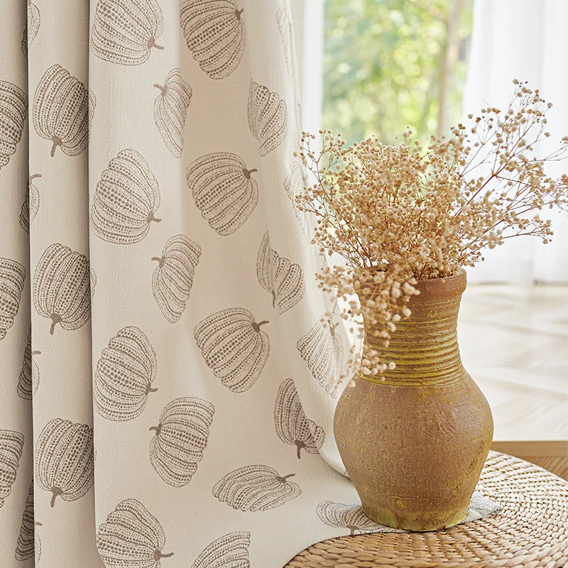 

Light Luxury FrenchCurtains for Living Dining Room Bedroom Milk Tea Colour Trend New Pumpkin Chenille Jacquard Window Drape