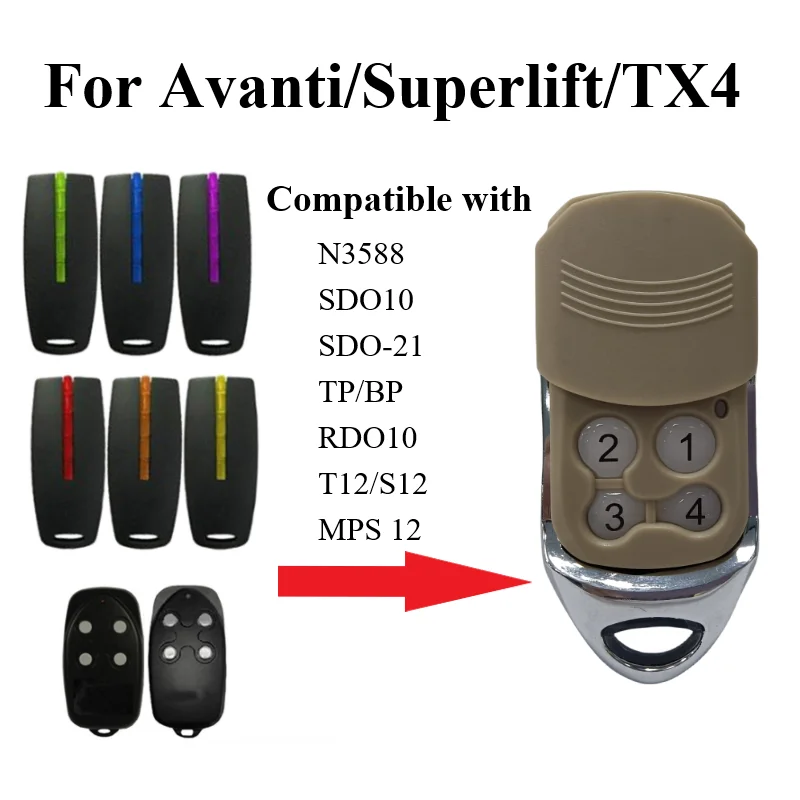 For Avanti/Superlift/TX4 Compatible Garage Door Gate Remote Control 433MHz Rolling Code