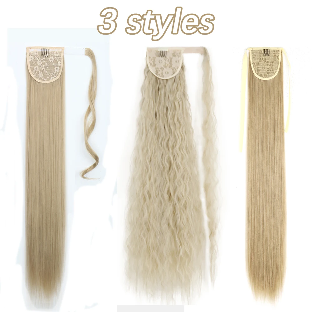 LISI GIRL – Extensions capillaires synthétiques, queue de cheval longue et lisse, postiche à enrouler Blonde ou brune pour femmes, 85cm