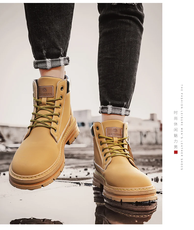 CYYTL Mens Boots Casual Winter Shoes Platform Leather Outdoor Designer Luxury Work Safety Ankle Sneakers Chelsea Cowboy Tactical