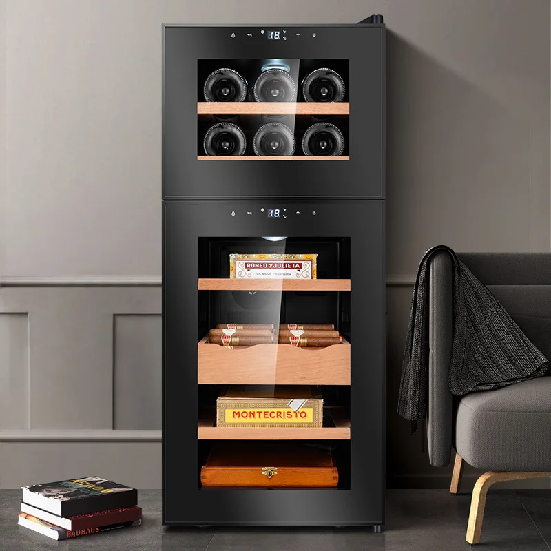

Constant temperature and humidity cigar cabinet double door dual temperature small household tea wine cabinet