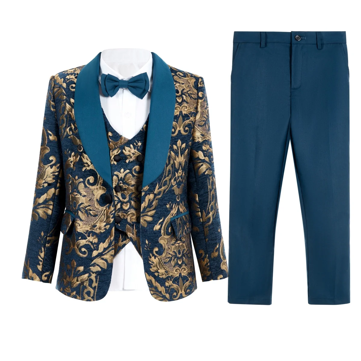 طقم بدلة مطرزة باللون الذهبي من DTLumika للأولاد م...