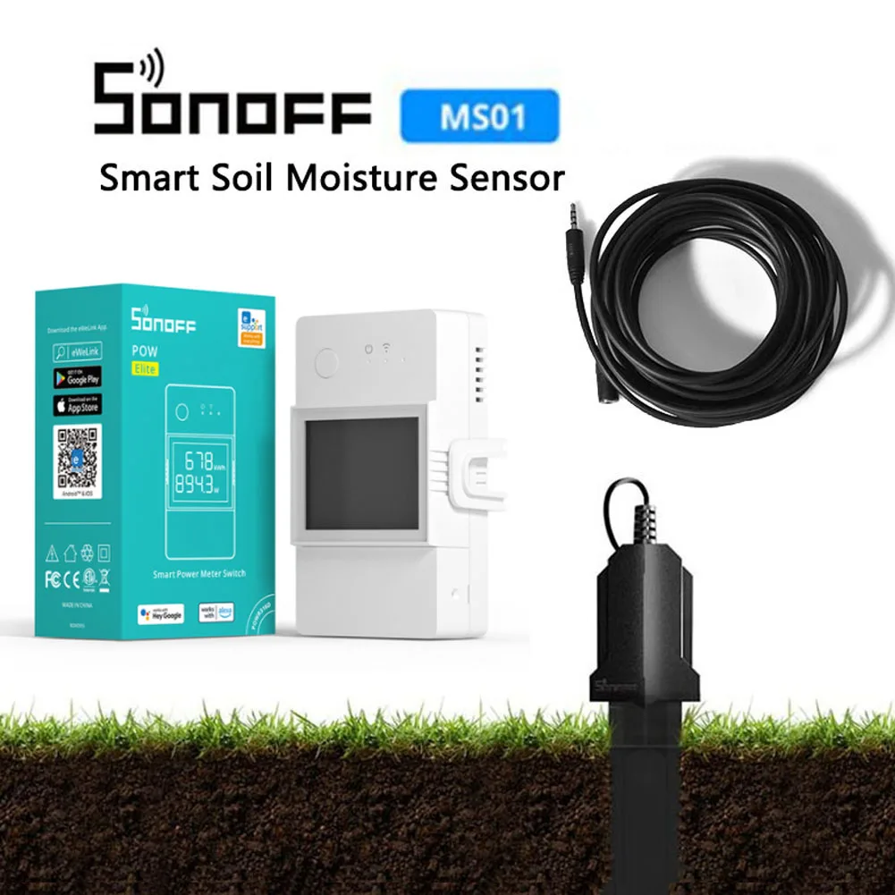 SONOFF MS01 Smart Soil Moisture Sensor eWelink App Soil Hygrometer Detection Humidity For Sonoff TH Elite/TH16 Alexa Google Home smart soil moisture sensor