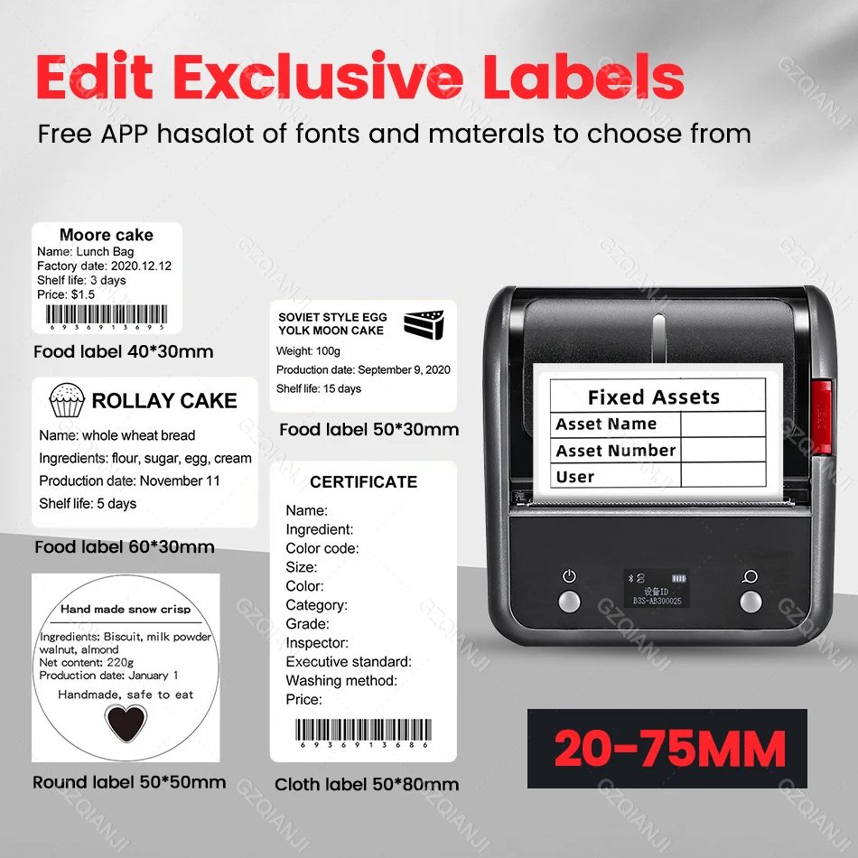 Niimbot B3S Thermal Label Printer Bluetooth Wireless Barcode Sticker Pocket Label Maker for Clothing Jewelry Mailing Commercial