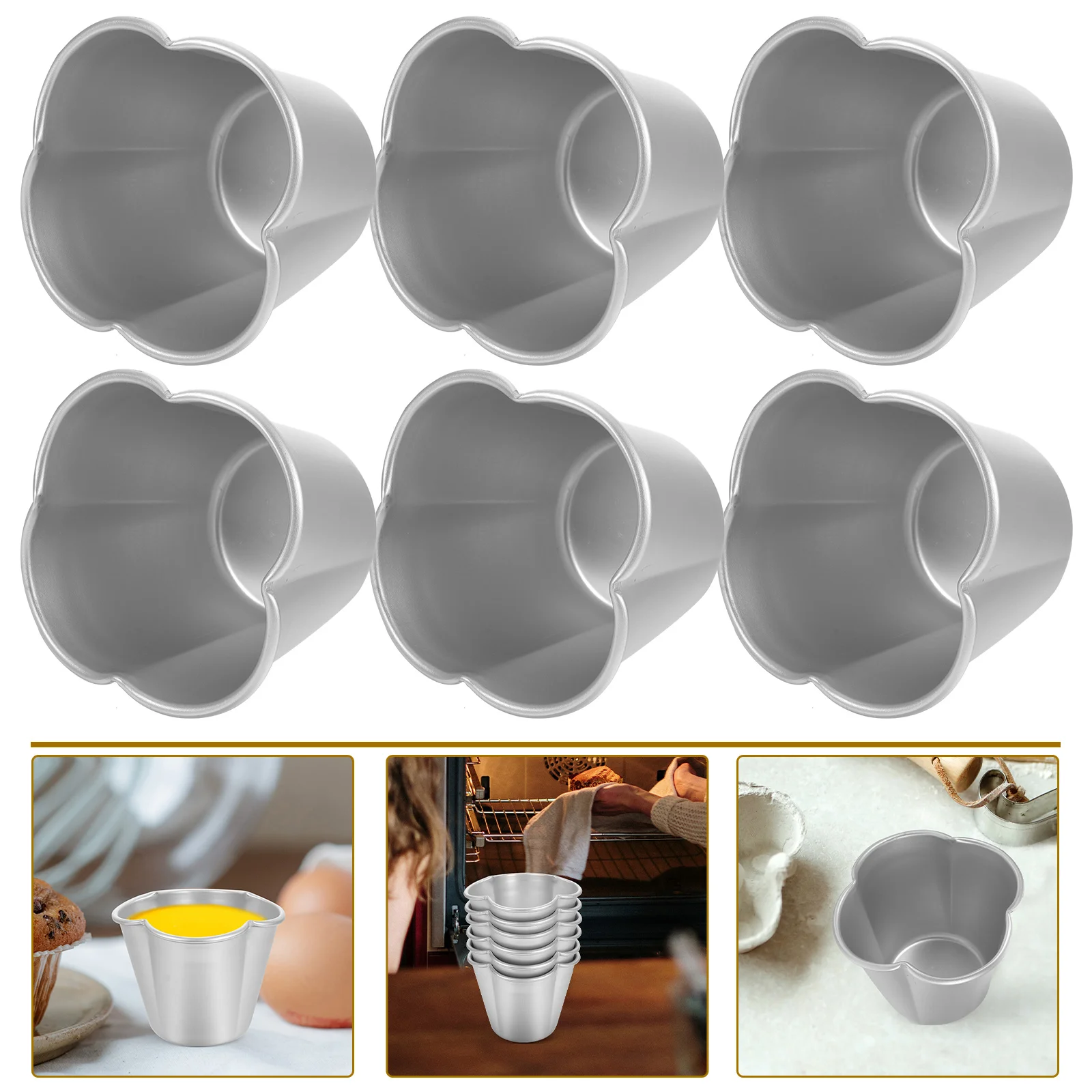 

Aluminum Egg Tart Mold Reusable Cupcake Pudding Muffin Cups Nonstick Fruit Cake Die Mold Pastry Baking Tools