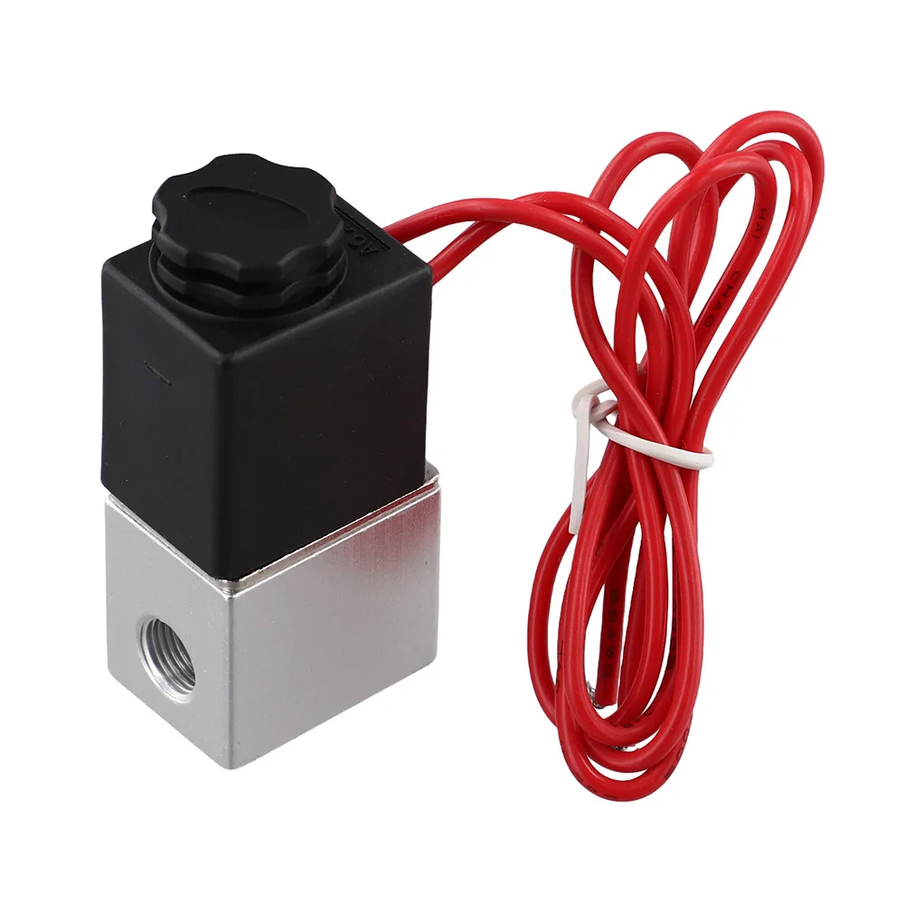 24V Solenoid Valve 1/8 Inch 2 Way Normally Closed Direct-acting Pneumatic Valve Aluminum 80*80*30 Mm For Gas Water