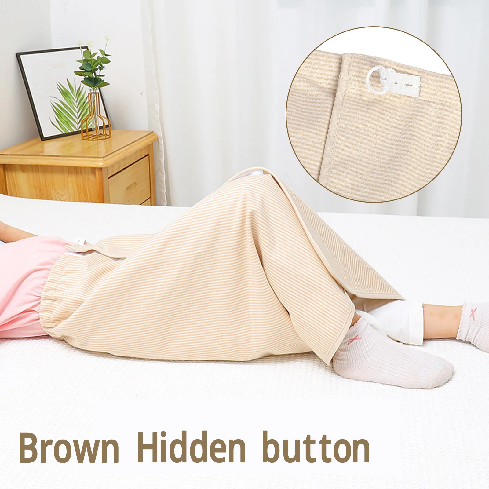 Adult Diaper Skirt Diaper Skirt Washable Cotton Cloth Wearable Incontinence Bed Pad for Adults Elderly Khaki Snap Button Type 6