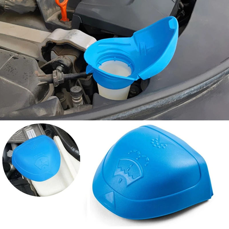 Car Wiper Washer Fluid Reservoir Tank Bottle Cover Cap Lid Plastic Blue
