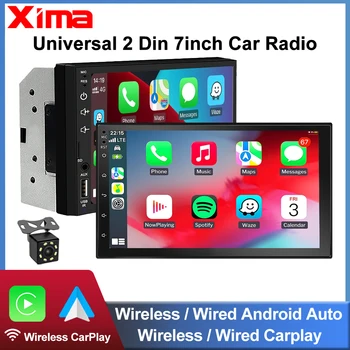 XIMA 7 pulgadas 2 Din inalámbrico Carplay Android Auto Radio de coche reproductor Multimedia de vídeo MP5 con BT FM estéreo Autoradio Audio USB TF 1