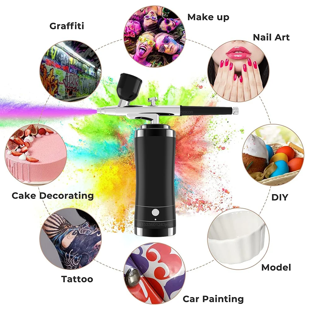 Airbrush Nail With Compressor Portable Airbrush Nail Art Compressor For Nails Cake Painting Crafts Air Brush Kit Nails Spray 2