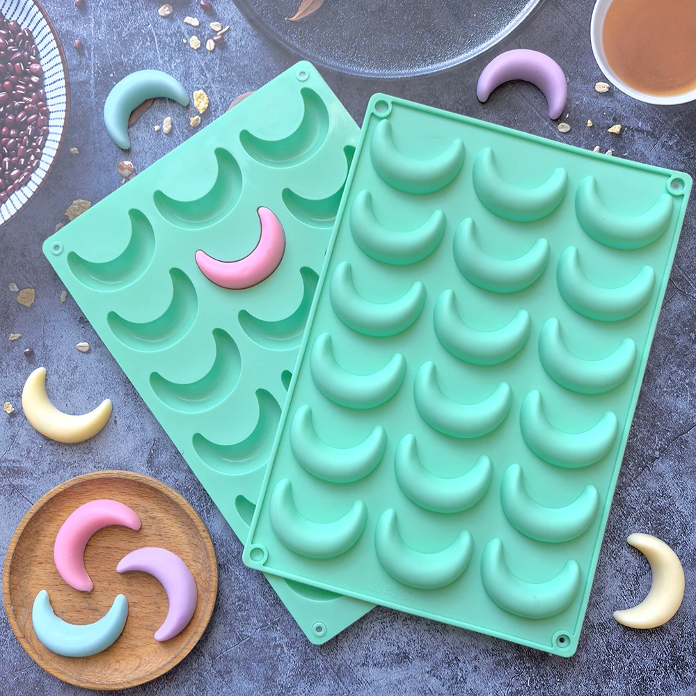 18-Hole Moon Shaped Silicone Mold for Baking Chocolate, Cookies, Pudding, Candy, and Ic... - SKU MSSM1724 - UGI Packaging