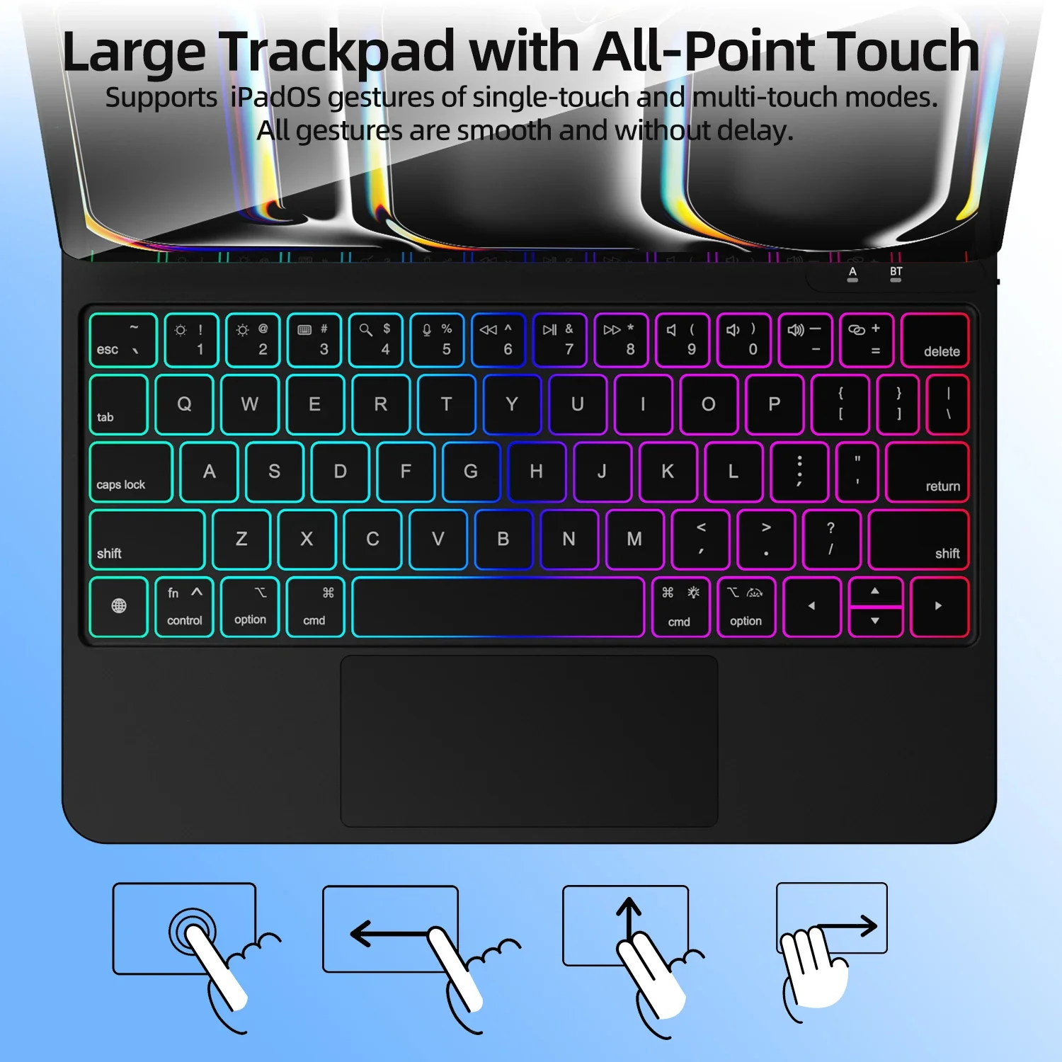 GOOJODOQ Magic Keyboard Case for iPad Pro 11 M4 iPad Air 4/5/6 Smart Pogo Pin Bluetooth 5.2 Multi-Touch Trackpad Keyboard 4