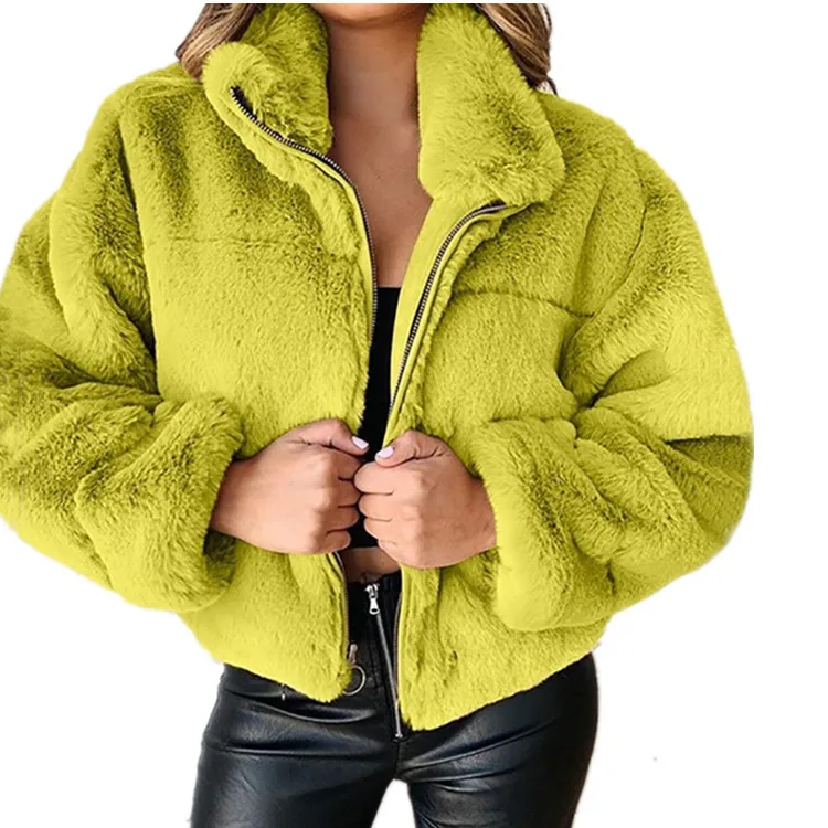 2023 Women's Autumn and Winter Fur Zipper Cardigan Plush Warm Coat