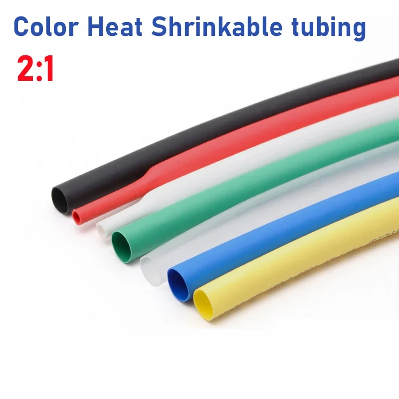 2:1 สี 0.6 มม. 0.8 มม. 1 มม. 1.5 มม. 2 มม. 2.5 มม. 3 มม. 3.5 มม. 4 มม. 4.5 มม. 5 มม. 6 มม. ความร้อนหด Heatshrink ท่อลวด Dropshipping 1