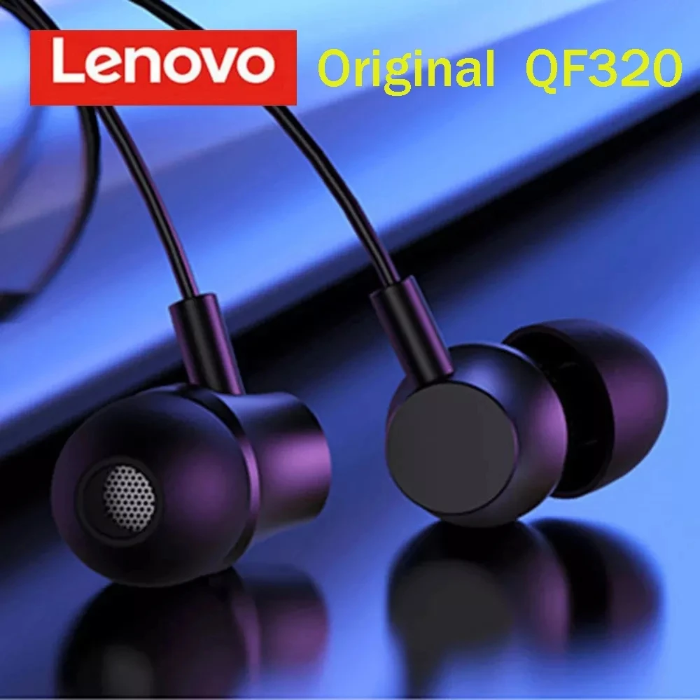 Original Lenovo QF320 3.5mm Inear Wired Earphone Sound Heavy Subwoofer