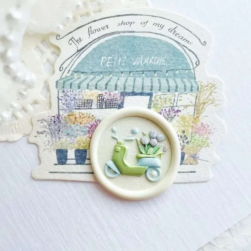 Cute Electromobile Wax Seal Stamp Copper Head 3D Frosted Relief Envelope Invitation Scrapbook Craft Gift Embossed Sealing Stamp